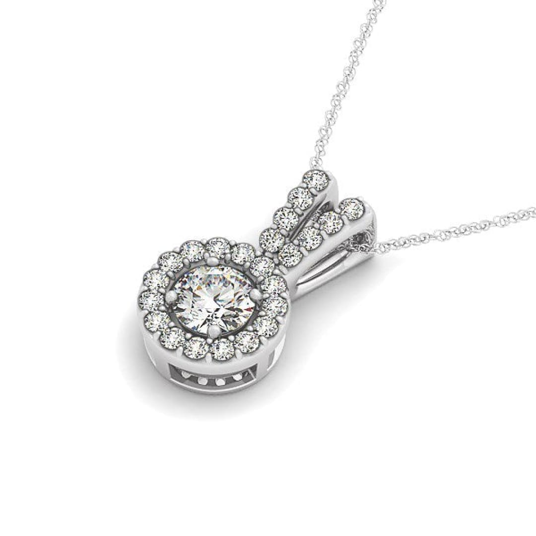 Round Pendant with Split Bail and Diamond Halo in 14k White Gold (3/4 cttw) | Richard