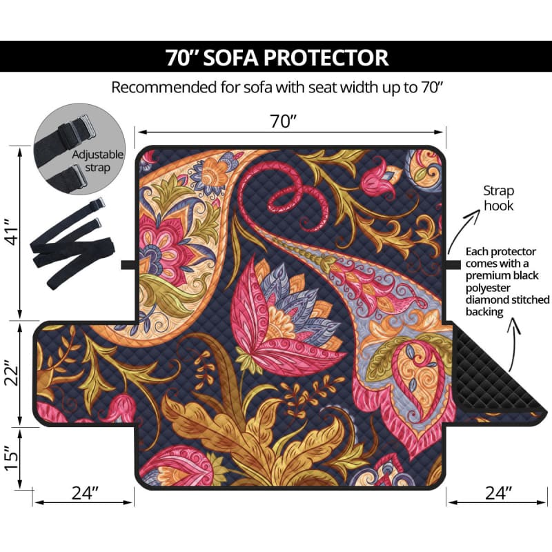 Royal Blue Paisley 70’’ Sofa Protector | The Urban Clothing Shop™