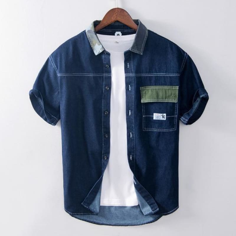 Safari Retro Short-Sleeve Denim Shirt | The Urban Clothing Shop™