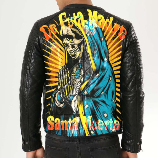 Santa Muerte Leather Bomber Jacket | De Puta Madre 69