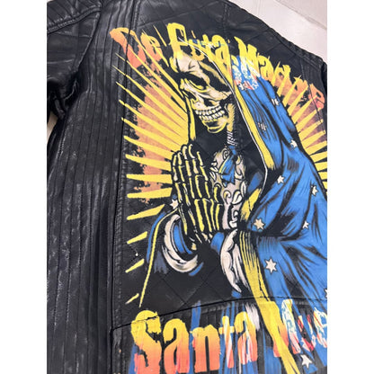 Santa Muerte Leather Bomber Jacket | De Puta Madre 69