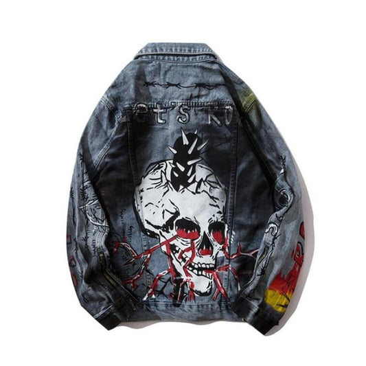 Skull Graffiti ’Let’s Rock’ Jean Jacket | The Urban Clothing Shop™