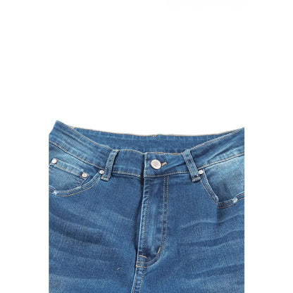 Sky Blue Medium Wash High Rise Flare Jeans | Fashionfitz