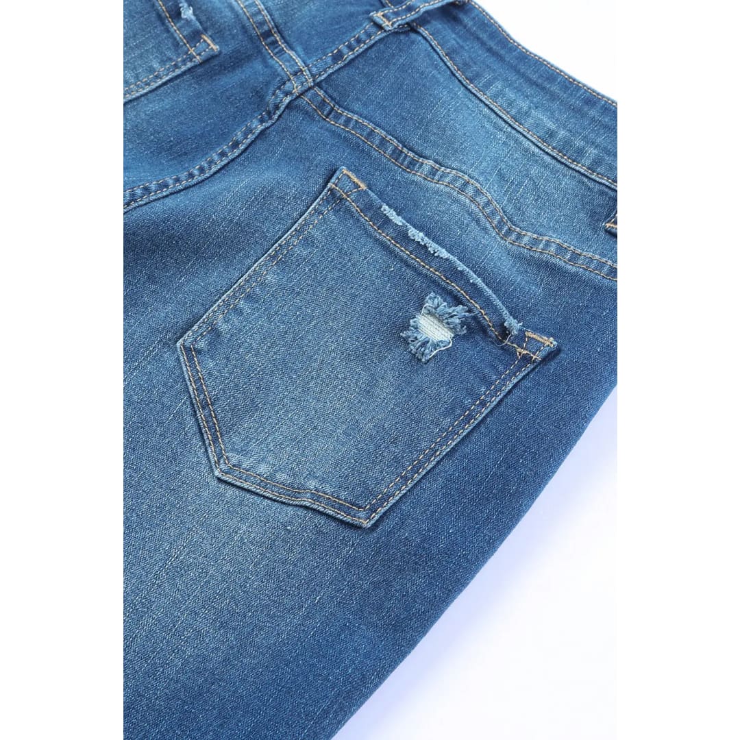 Sky Blue Medium Wash High Rise Flare Jeans | Fashionfitz