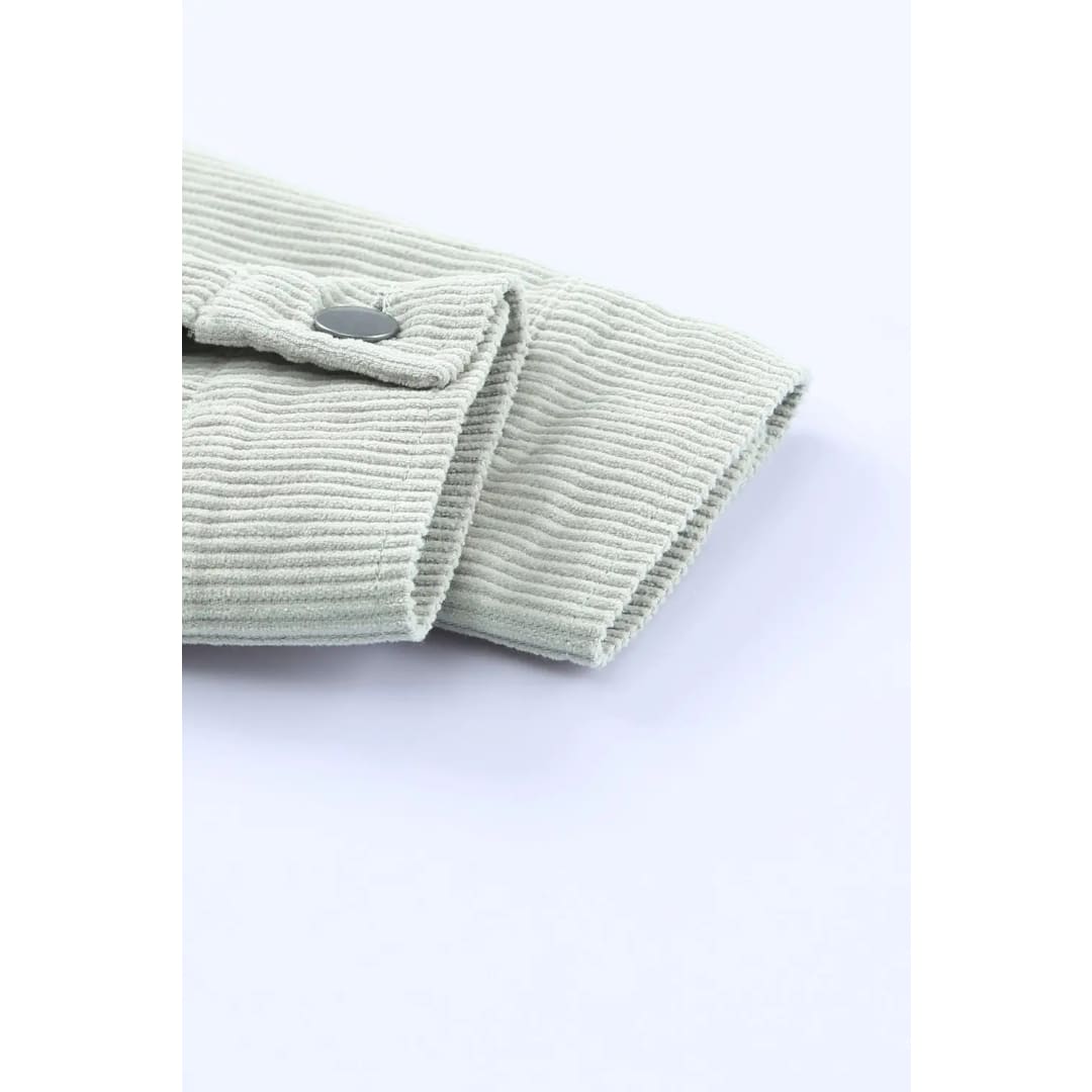 Sky Blue Raw Hem Flap Pockets Cropped Corduroy Jacket | Fashionfitz
