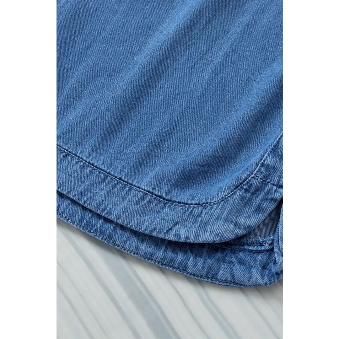 Sky Blue Wide Leg Drawstring Waist Loose Pants | The Urban Clothing Shop™