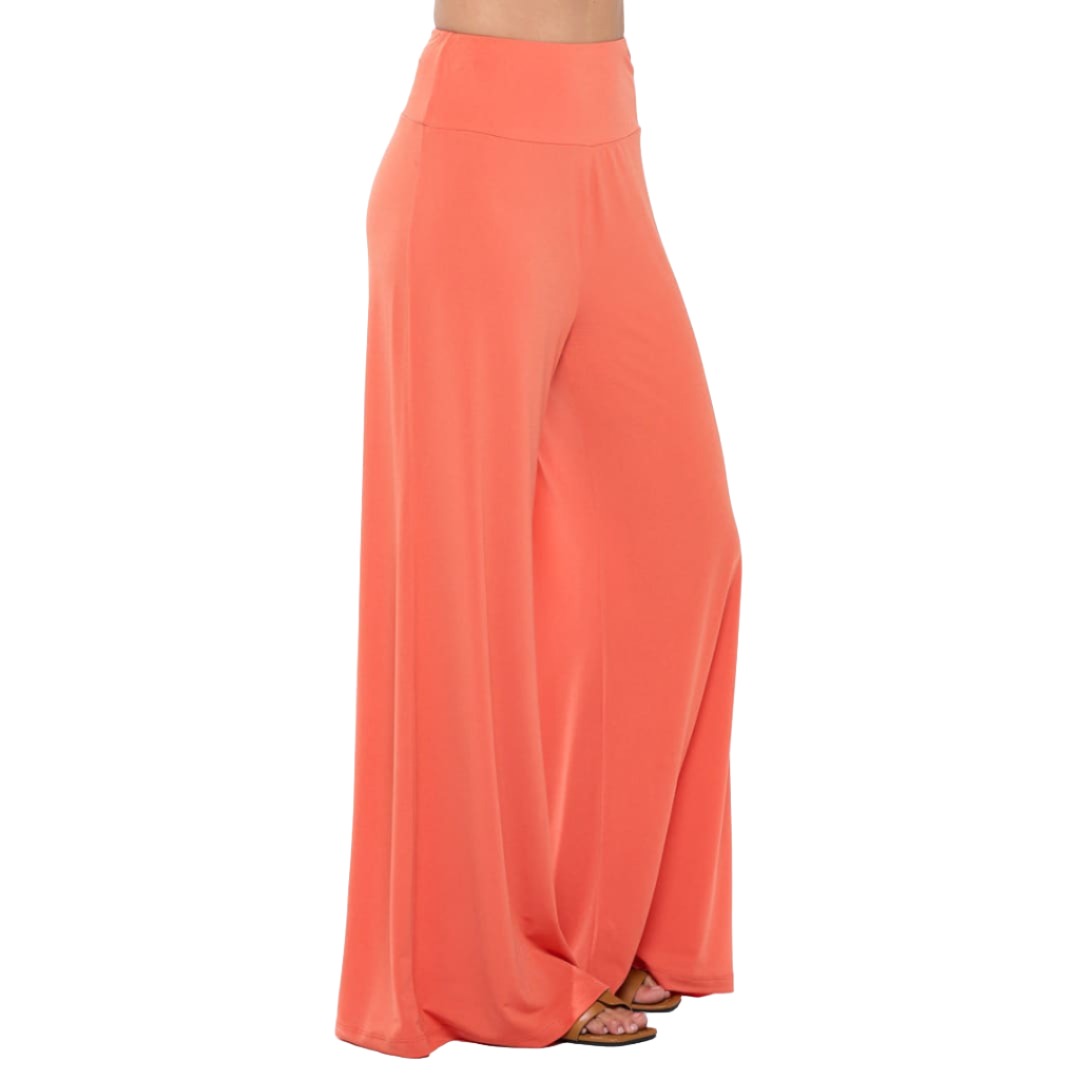 Urban Flow Wide Leg Pants with Thick Waistband - Orange | The Urban Clothing Shop™
