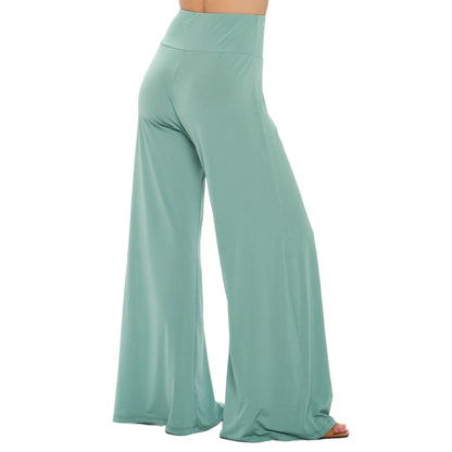 Urban Flow Wide Leg Pants with Thick Waistband - Sage | The Urban Clothing Shop™