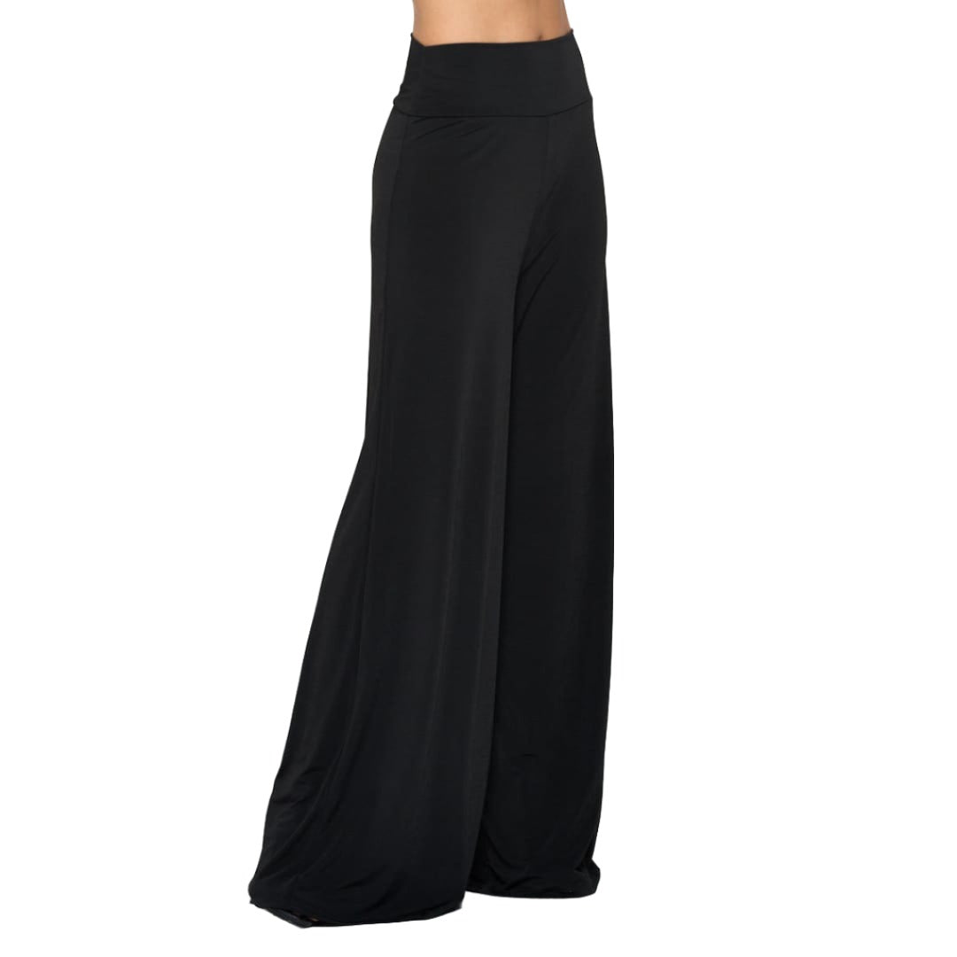 Solid Wide Leg Pants with Thick Waistband | The Urban Clothing Shop™