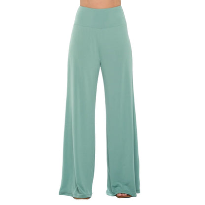 Urban Flow Wide Leg Pants with Thick Waistband - Sage | The Urban Clothing Shop™