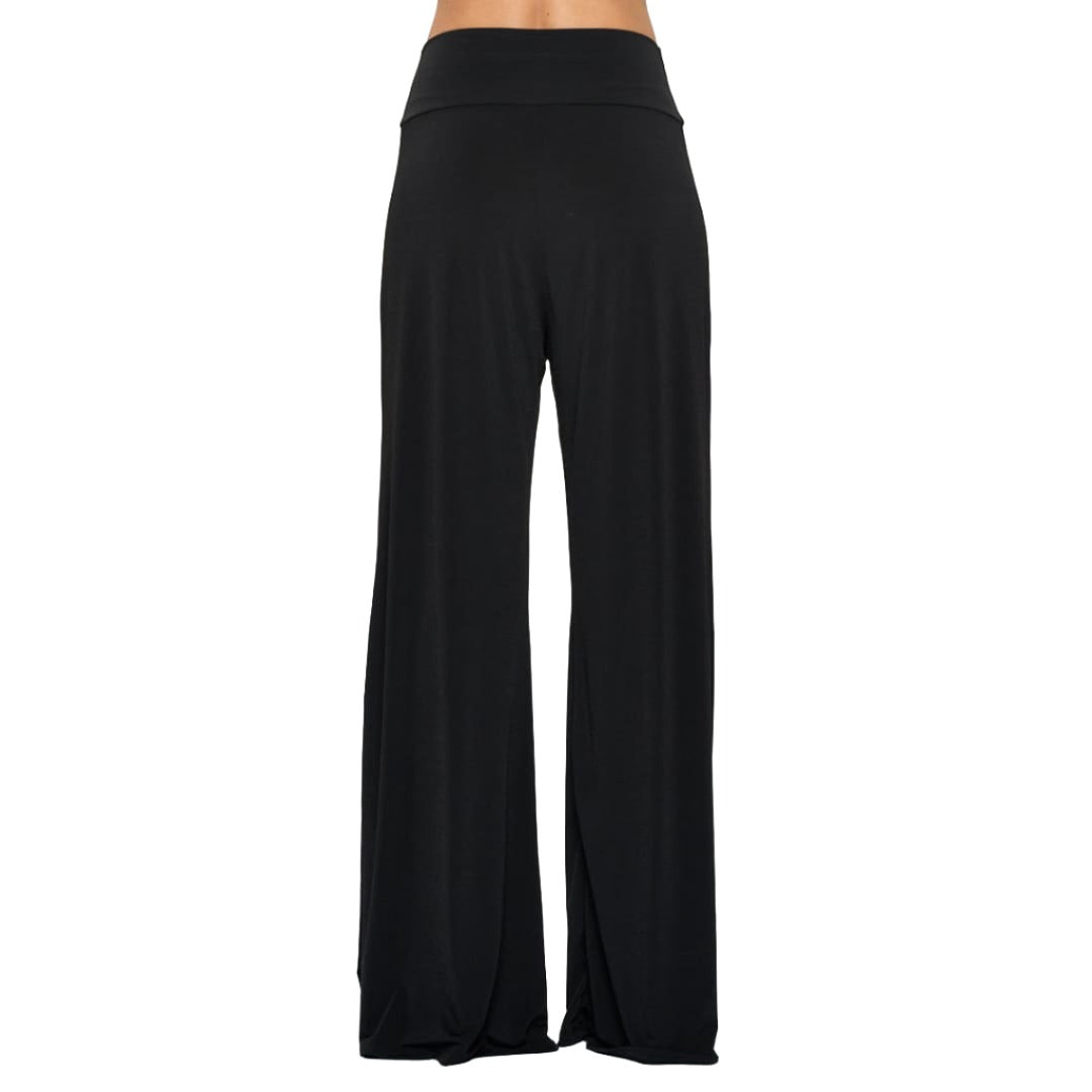 Urban Flow Wide Leg Pants with Thick Waistband -Black | The Urban Clothing Shop™
