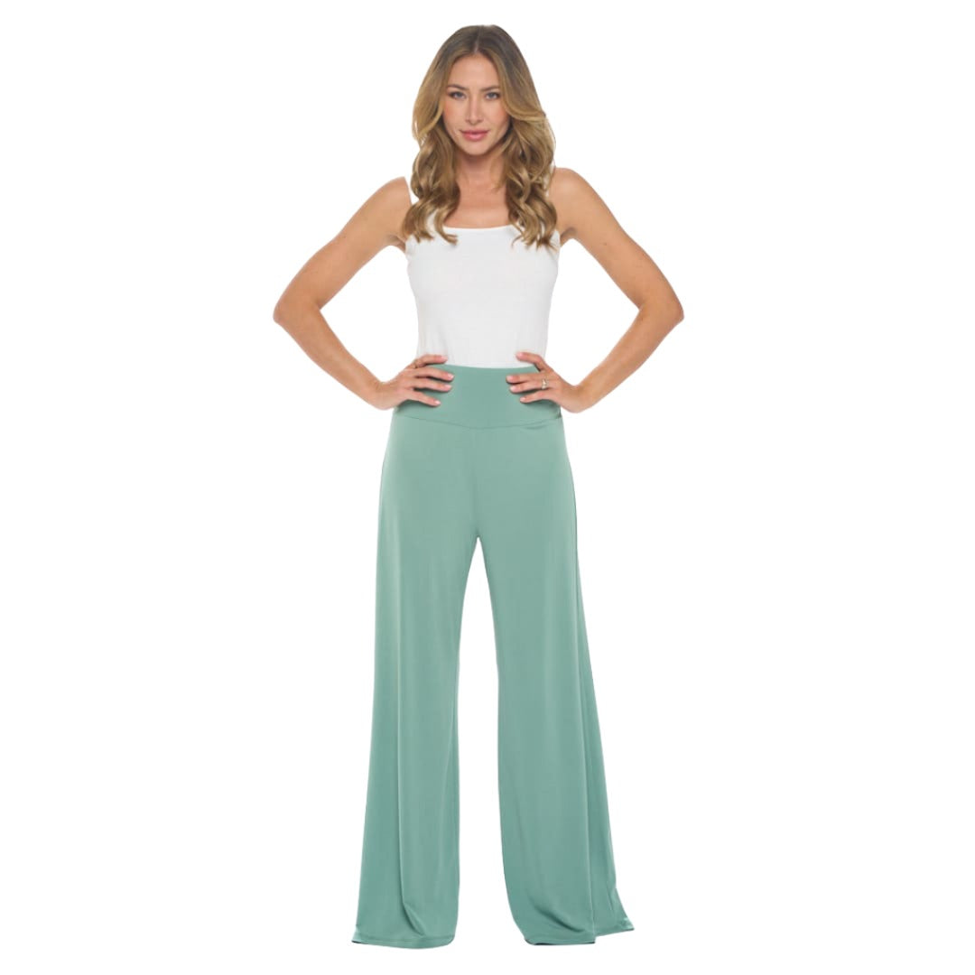 Solid Wide Leg Pants with Thick Waistband | The Urban Clothing Shop™