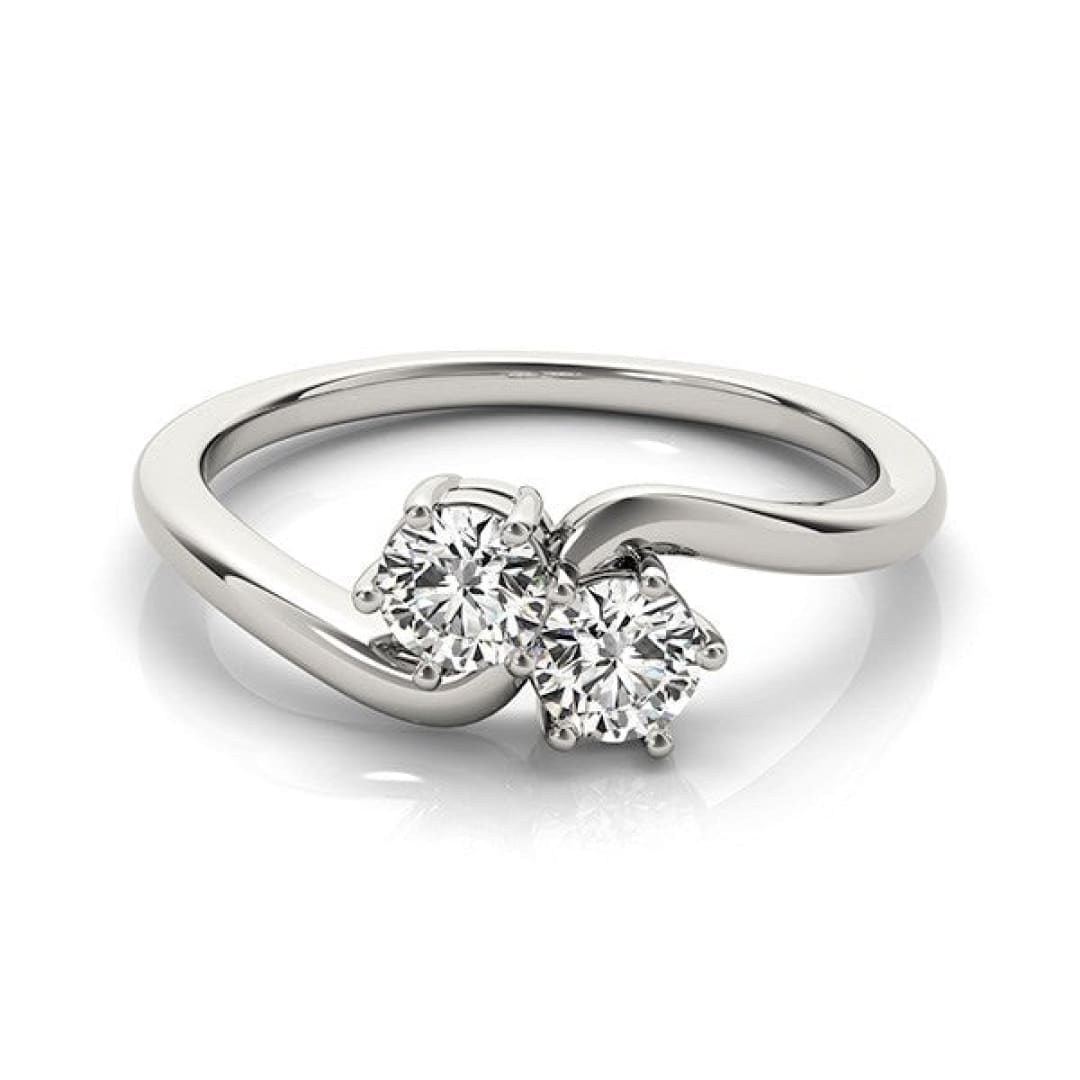 Solitaire Two Stone Diamond Ring in 14k White Gold (1/2 cttw) | Richard Cannon Jewelry