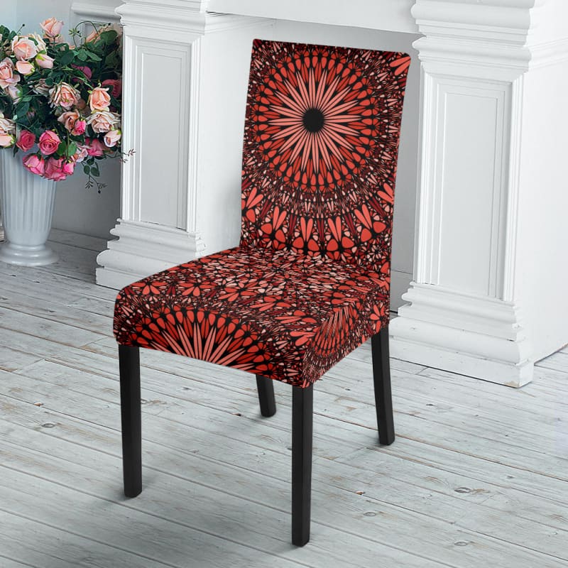 Red Spiritual Mandala Dining Chair Slip Cover | The Urban Clothing Shop™