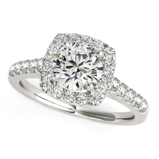 Square Shape Halo Diamond Engagement Ring in 14k White Gold (1 1/2 cttw) | Richard Cannon