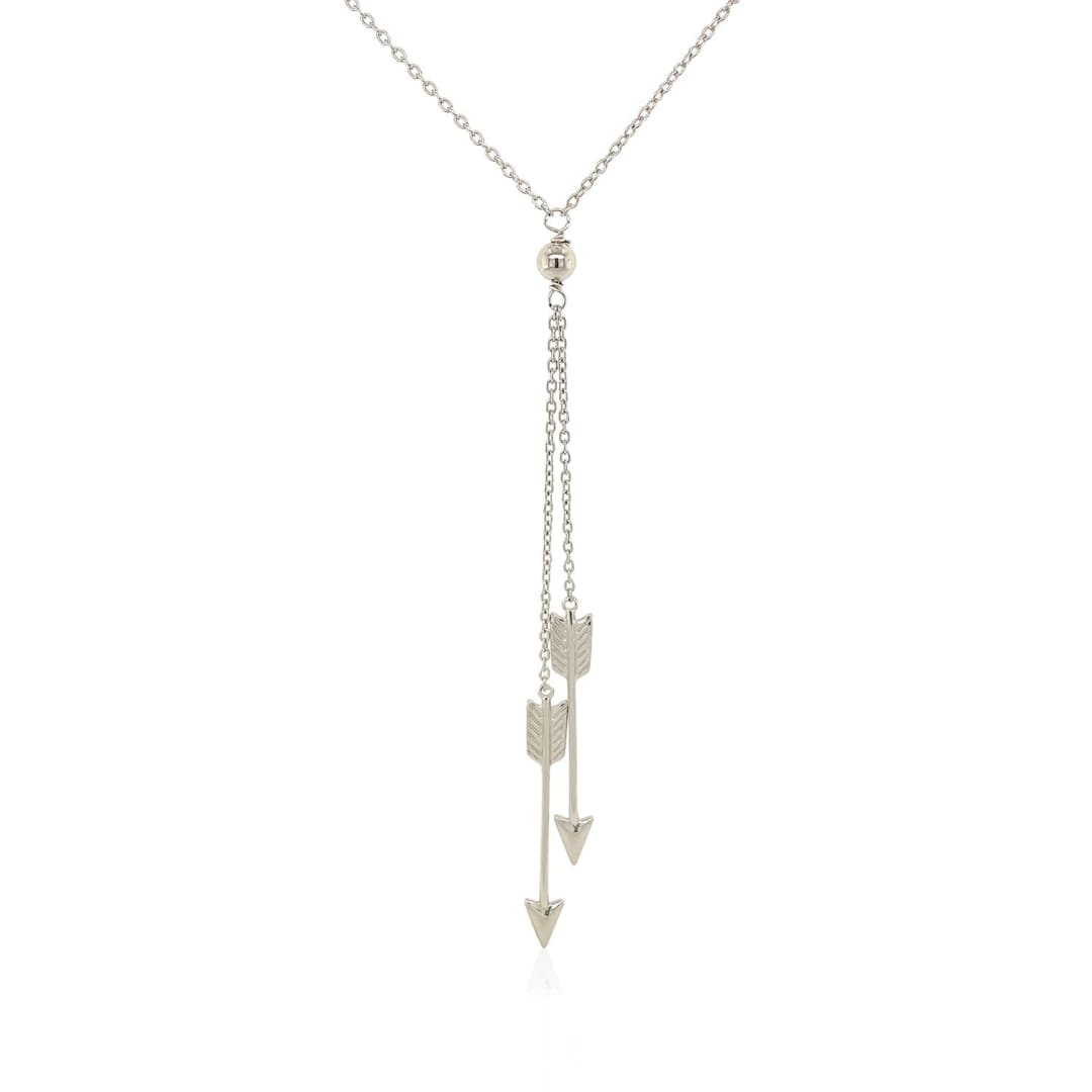 Sterling Silver 18 inch Lariat Necklace with Two Arrows | Richard Cannon Jewelry