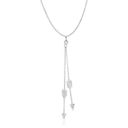 Sterling Silver 18 inch Lariat Necklace with Two Arrows | Richard Cannon Jewelry