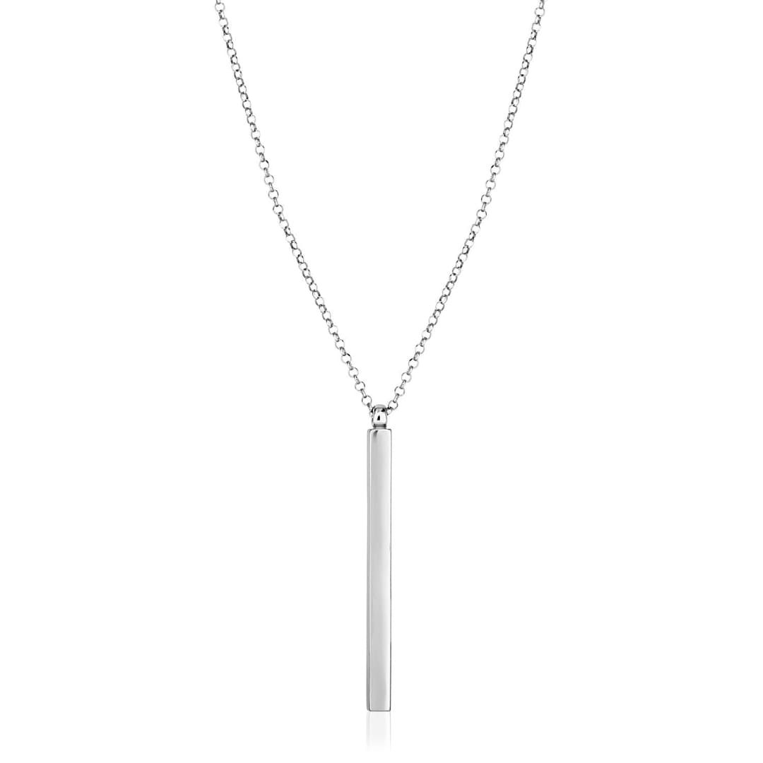 Sterling Silver 24 inch Necklace with Long Polished Bar Pendant | Richard Cannon Jewelry