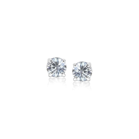 Sterling Silver 3mm Faceted White Cubic Zirconia Stud Earrings | Richard Cannon Jewelry