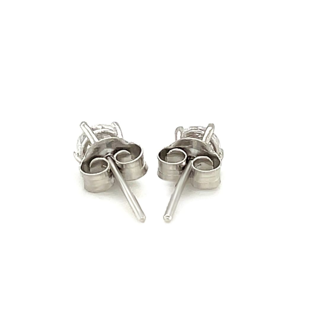 Sterling Silver 4mm Faceted White Cubic Zirconia Stud Earrings | Richard Cannon Jewelry