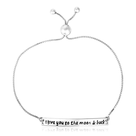Sterling Silver Adjustable I Love You to the Moon and Back Bracelet | Richard Cannon
