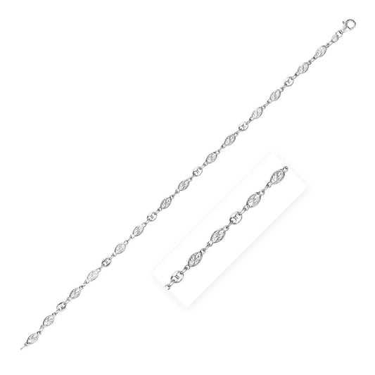 Sterling Silver Anklet with Marquise Leaf Motifs | Richard Cannon Jewelry