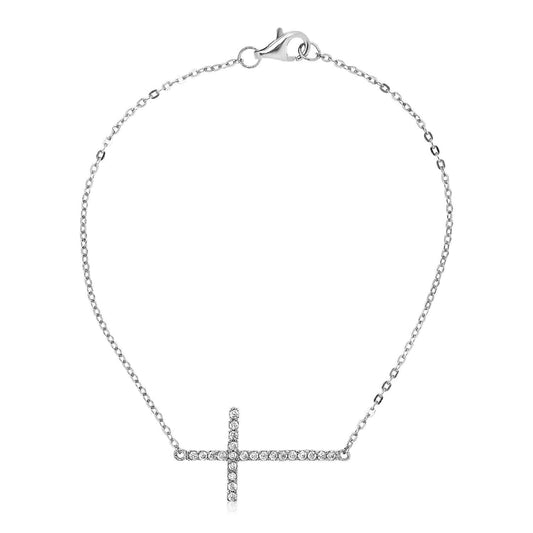 Sterling Silver Cross Bracelet with Cubic Zirconias | Richard Cannon Jewelry