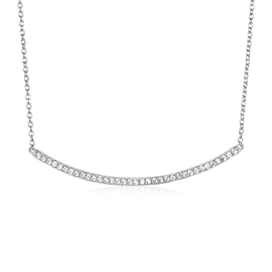 Sterling Silver Curved Bar Necklace with Cubic Zirconias | Richard Cannon Jewelry