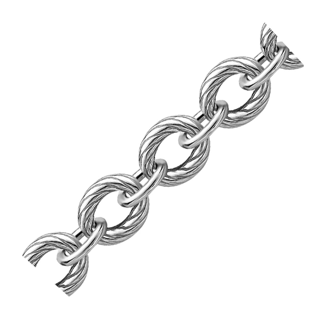 Sterling Silver Diamond Cut Chain Style Rhodium Plated Bracelet | Richard Cannon Jewelry