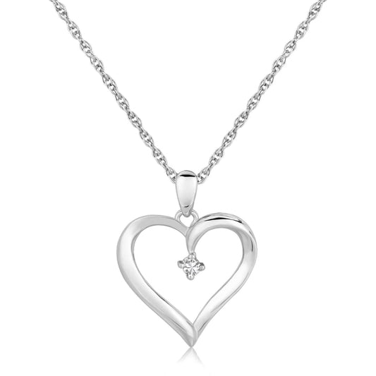 Sterling Silver Diamond Embellished Open Heart Pendant (.03 cttw) | Richard Cannon Jewelry
