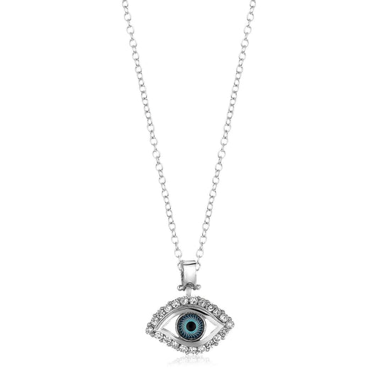 Sterling Silver Evil Eye Pendant with Cubic Zirconias | Richard Cannon Jewelry