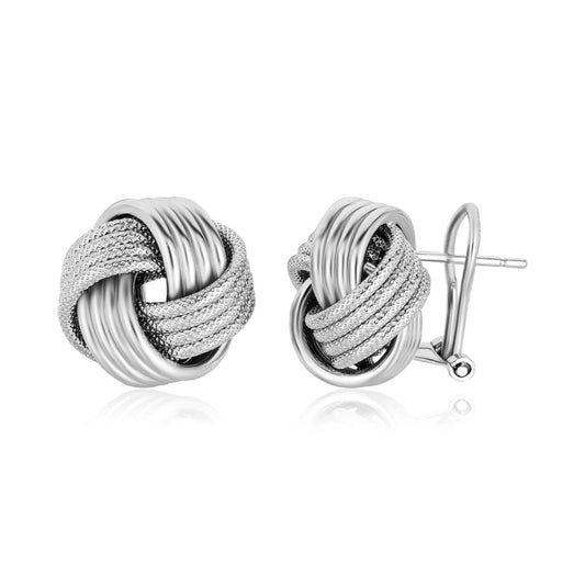 Sterling Silver Groove Textured Love Knot Earrings | Richard Cannon Jewelry