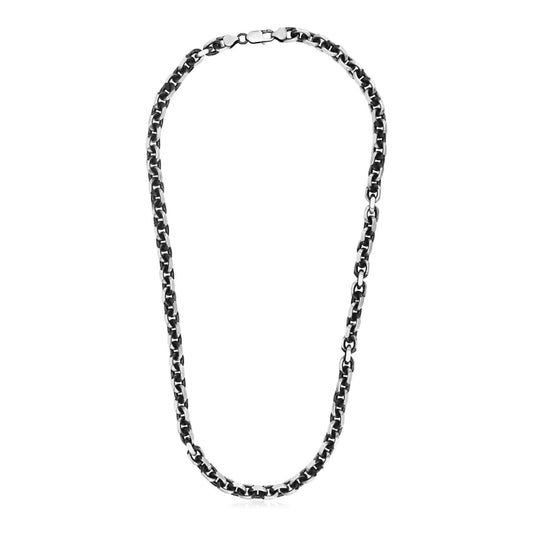 Sterling Silver Gunmetal Finish Oval Link Necklace | Richard Cannon Jewelry