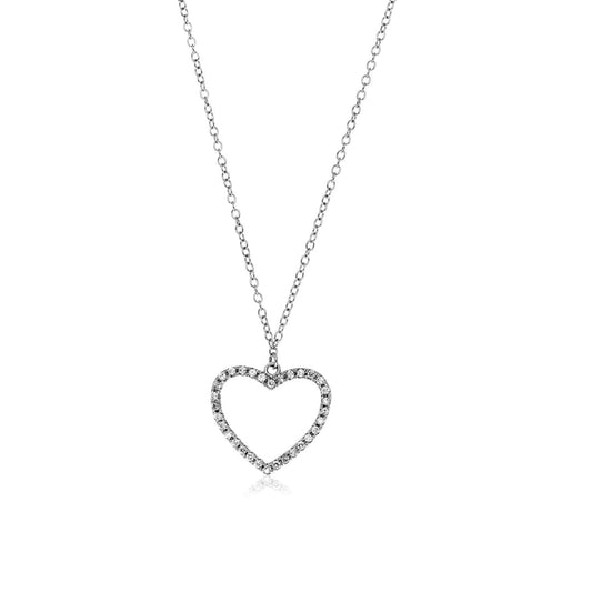 Sterling Silver Heart Necklace with Cubic Zirconias | Richard Cannon Jewelry