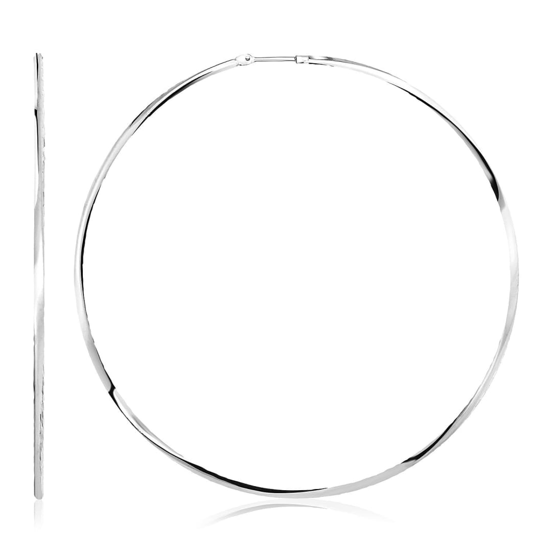 Sterling Silver Large Polished Round Hoop Earrings | Richard Cannon Jewelry