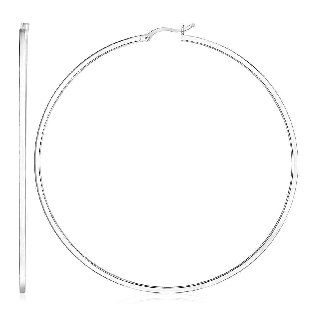 Sterling Silver Large Rectangular Profile Polished Hoop Earrings | Richard Cannon Jewelry