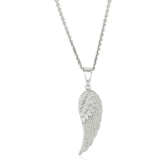 Sterling Silver with Large Textured Angel Wing Pendant | Richard Cannon Jewelry