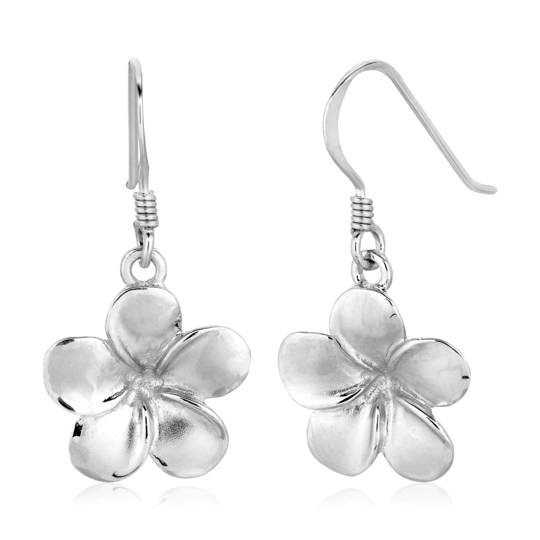 Sterling Silver Matte Textured Flower Dangle Earrings | Richard Cannon Jewelry