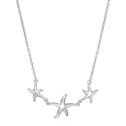 Sterling Silver Necklace with Three Starfish | Richard Cannon Jewelry