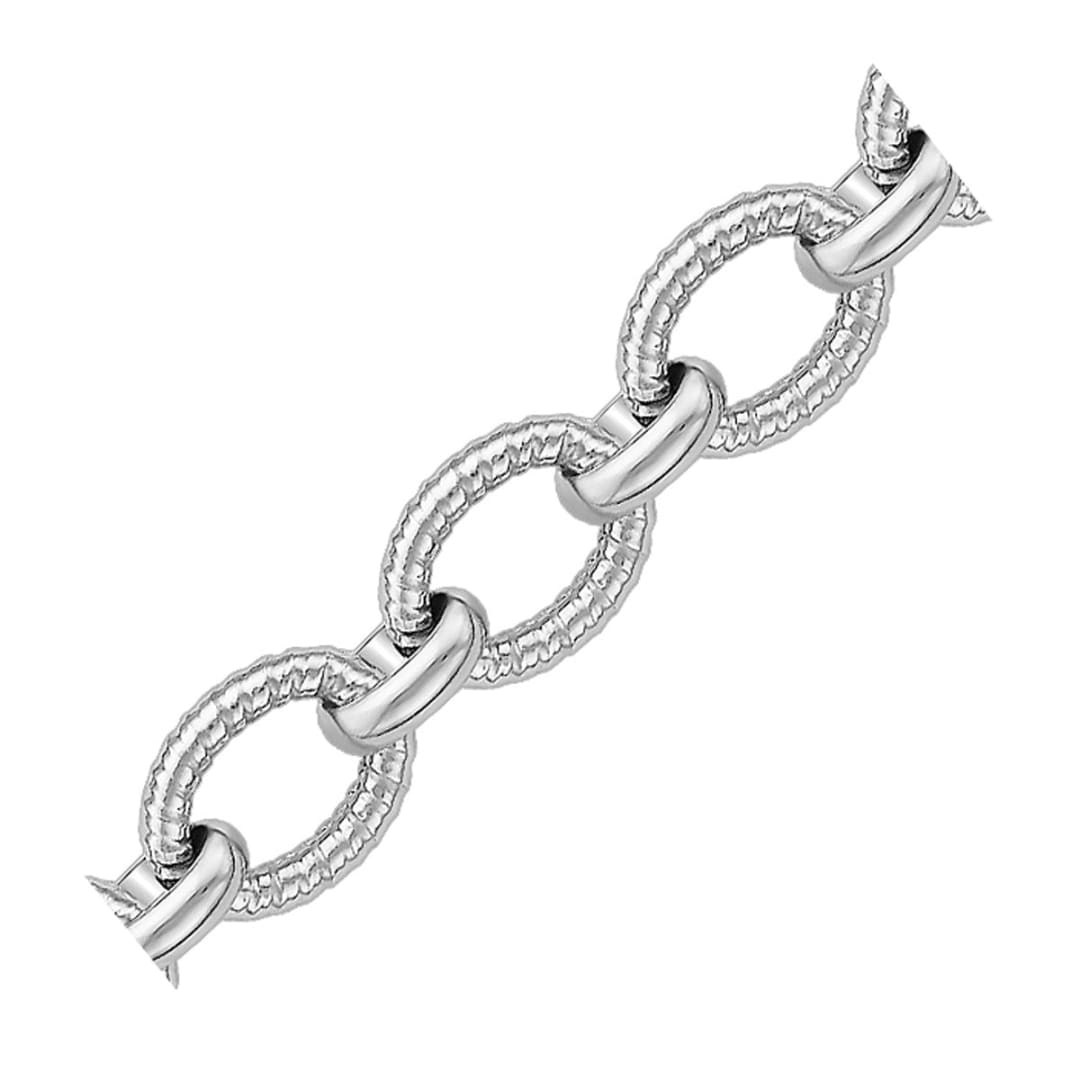 Sterling Silver Oval Cable Design Chain Link Bracelet | Richard Cannon Jewelry