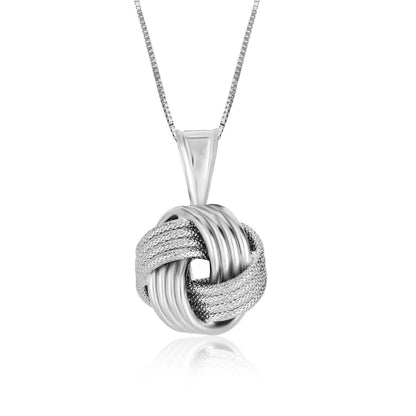 Sterling Silver Pendant with a Ridge Textured Love Knot Design | Richard Cannon Jewelry