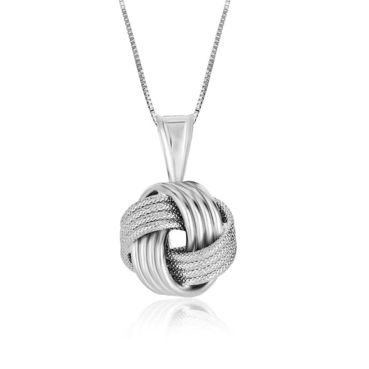 Sterling Silver Pendant with a Ridge Textured Love Knot Design | Richard Cannon Jewelry