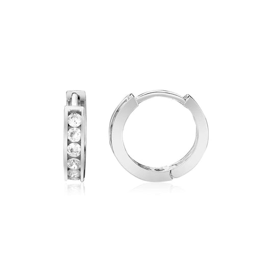 Sterling Silver Petite Hoop Earrings with Cubic Zirconias | Richard Cannon Jewelry