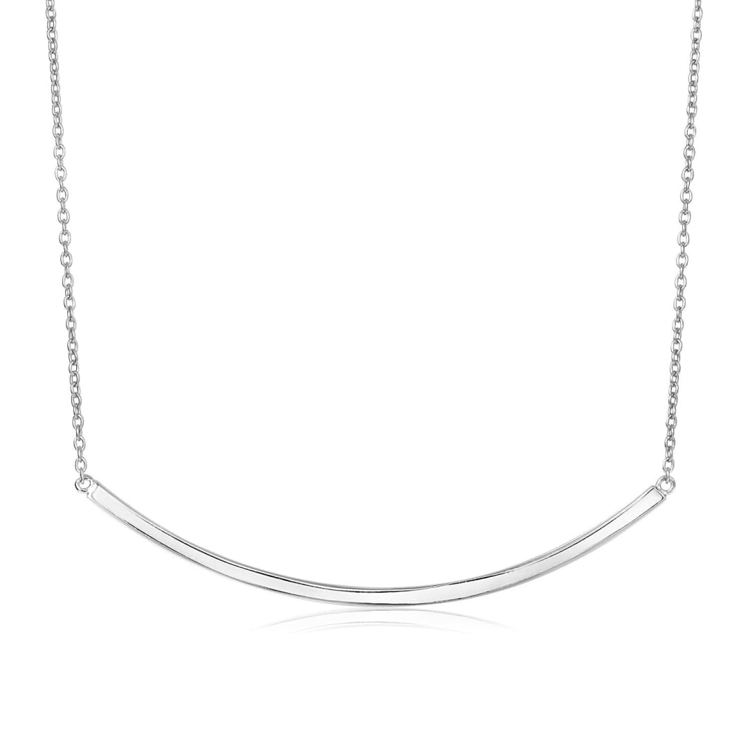 Sterling Silver Polished Curved Bar Necklace | Richard Cannon Jewelry