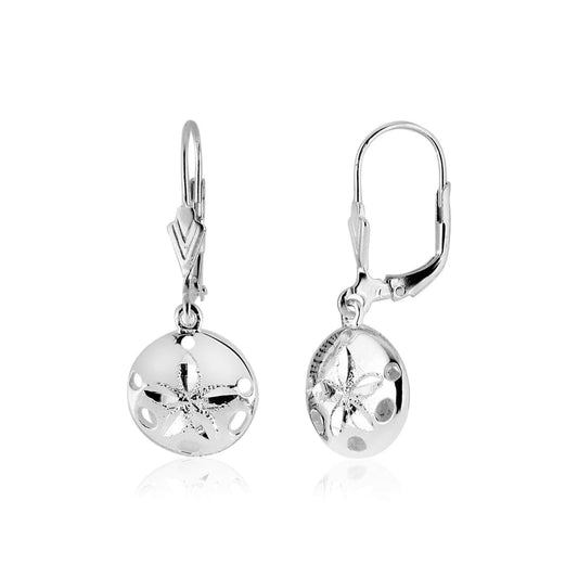 Sterling Silver Polished Sand Dollar Dangle Earrings | Richard Cannon Jewelry