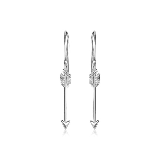 Sterling Silver Polished and Textured Arrow Earrings | Richard Cannon Jewelry