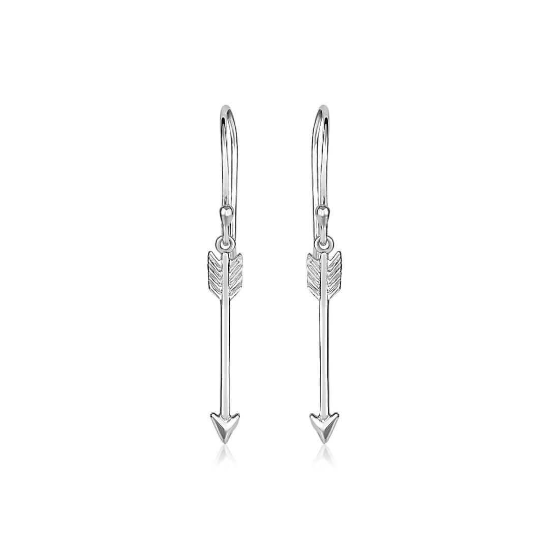 Sterling Silver Polished and Textured Arrow Earrings | Richard Cannon Jewelry