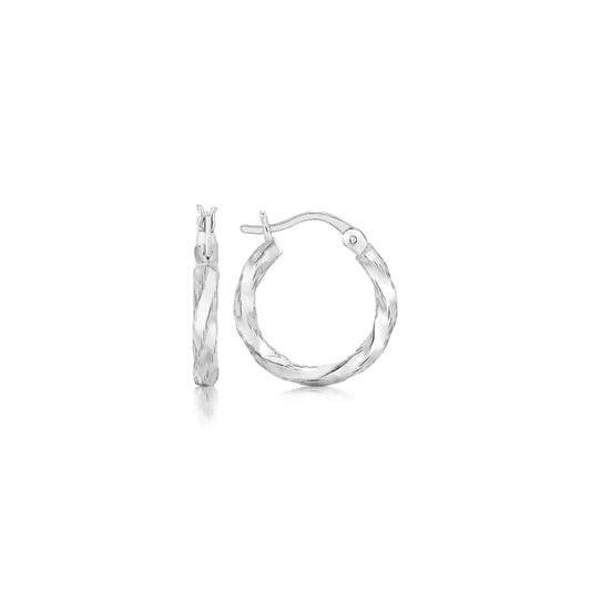 Sterling Silver Polished Twist Design Hoop Earrings | Richard Cannon Jewelry