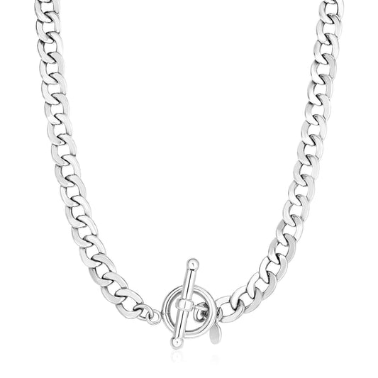 Sterling Silver Polished Wide Link Toggle Necklace | Richard Cannon Jewelry