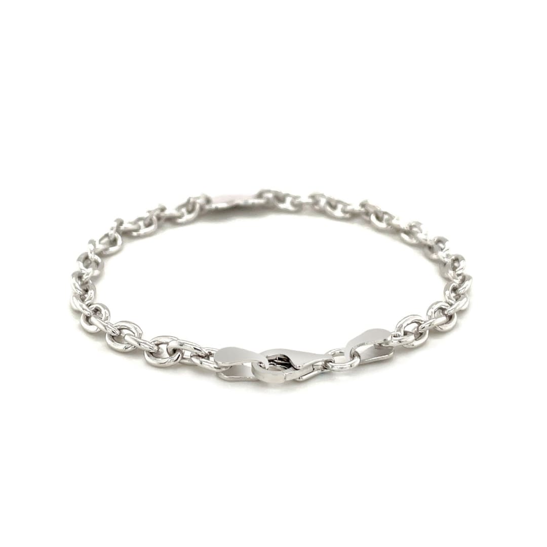 Sterling Silver Rhodium Plated Chain Bracelet with a Flat Heart Station | Richard Cannon